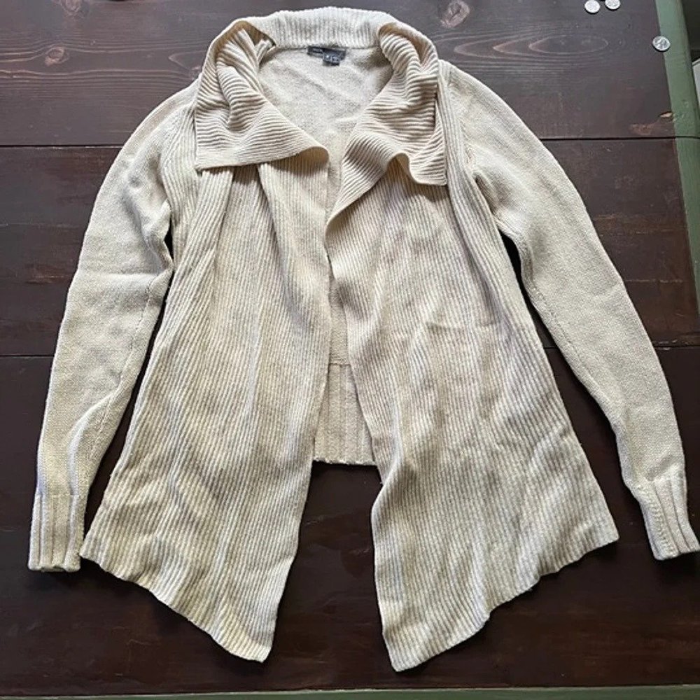 VINCE Ecru Beige Drapey Open Yak Wool Cardigan Sweater SZ Medium